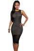 Sexy Black Ribbed Crisscross Sides Dress